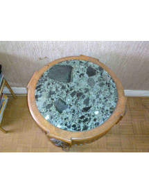 Petite table de présentation en bois et pierre style breton