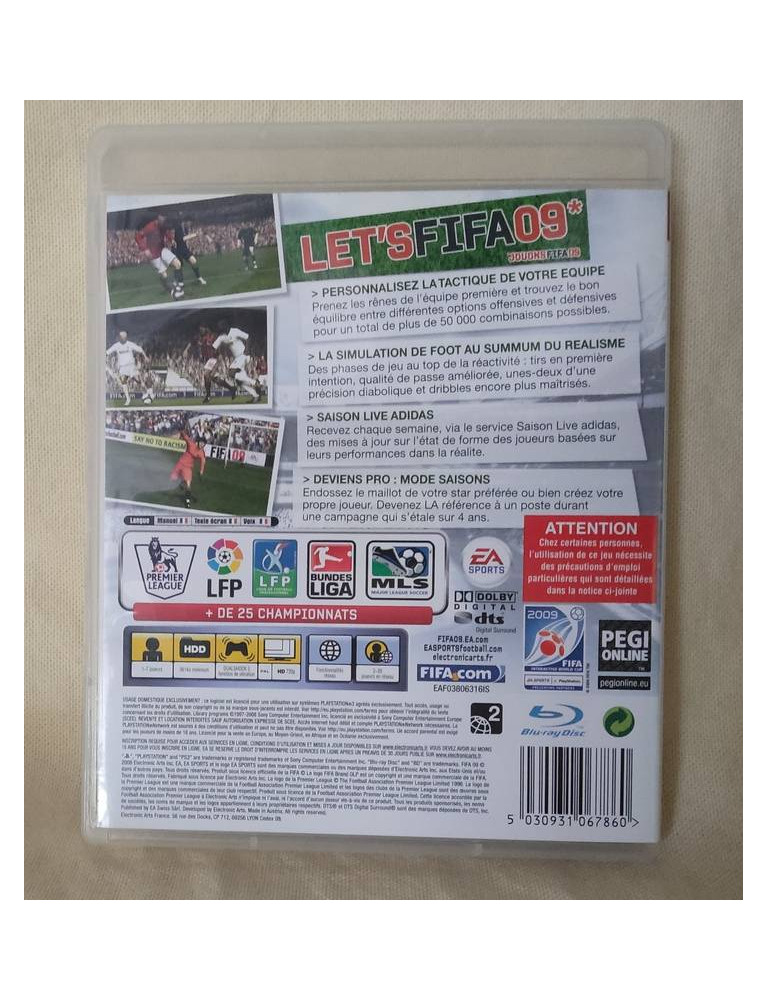 Jeu PS2 FIFA 09 (2009) - Version Française, état Correct, Pour PlayStation 2