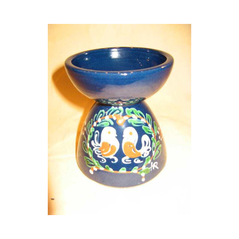vase bleu tourtereaux ou coq
